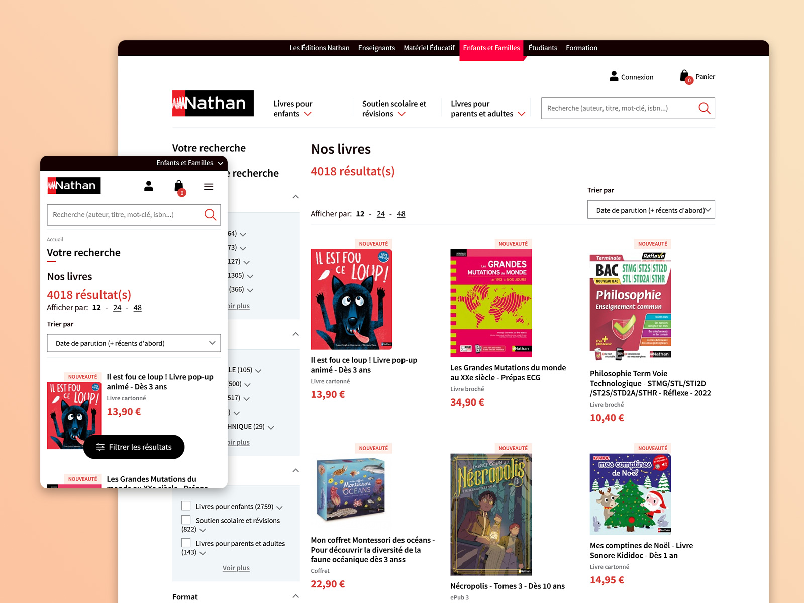 Site e-commerce des Editions Nathan