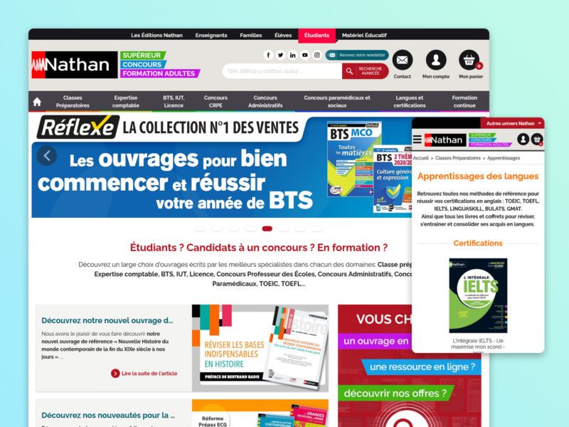 Site e-commerce de manuel, livre d'études superieur