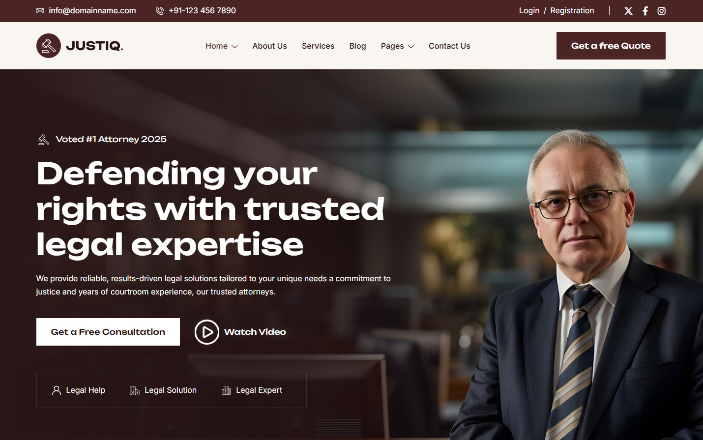 Exemple de site internet pour avocat en droit des affaires – design sobre et professionnel